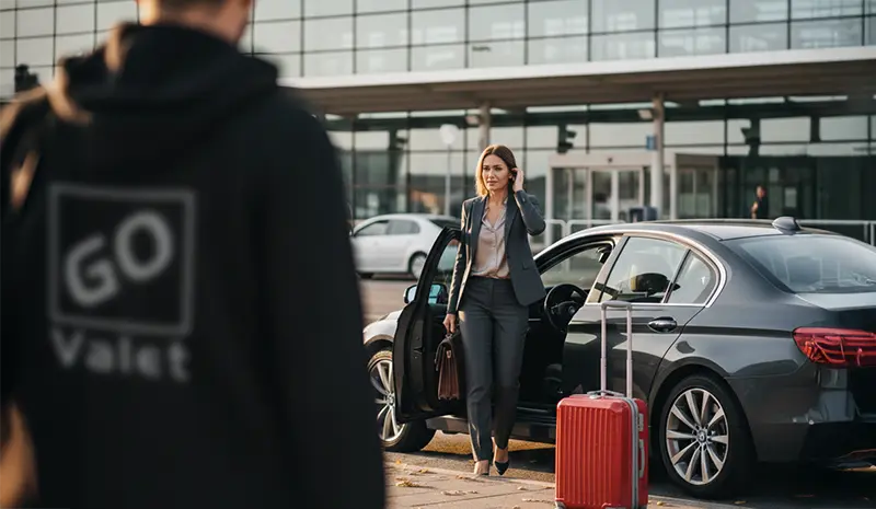 GO Valet Mitarbeiter nimmt Auto entgegen