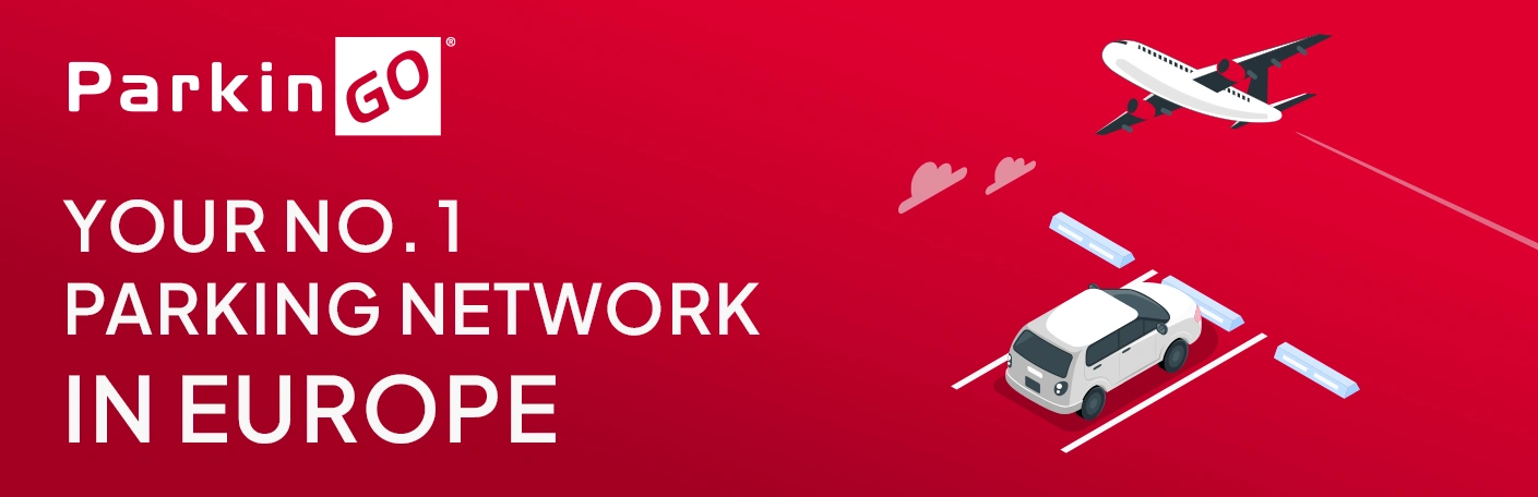 Ilustrazione di un auto parcheggiata con un aereo in volo