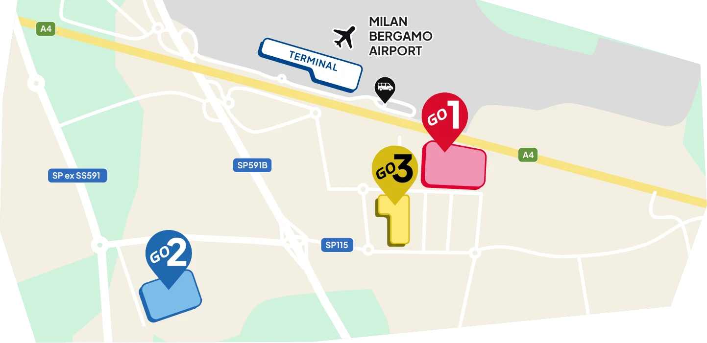 Mapa Parking Aeropuerto Bérgamo Orio al Serio ParkinGO
