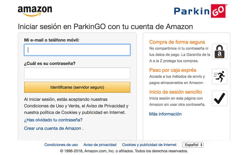 ParkinGO payment with AmazonPay