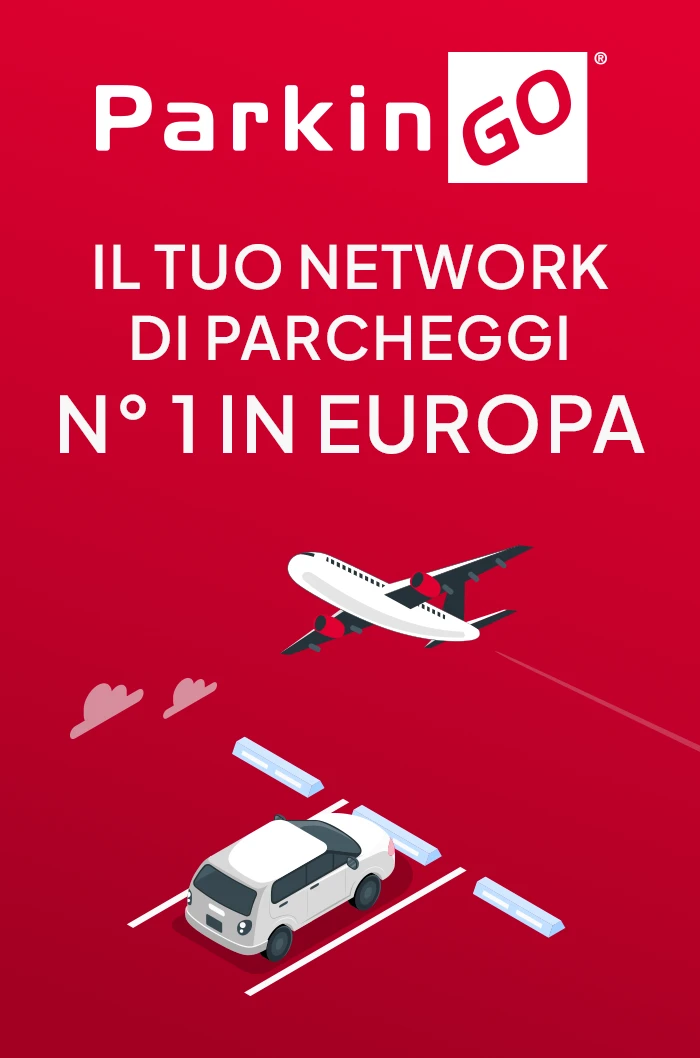 Ilustrazione di un auto parcheggiata con un aereo in volo