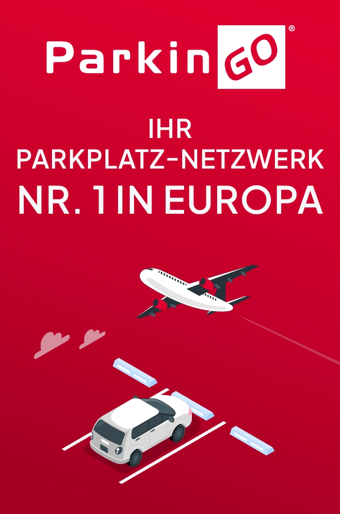 Ilustrazione di un auto parcheggiata con un aereo in volo