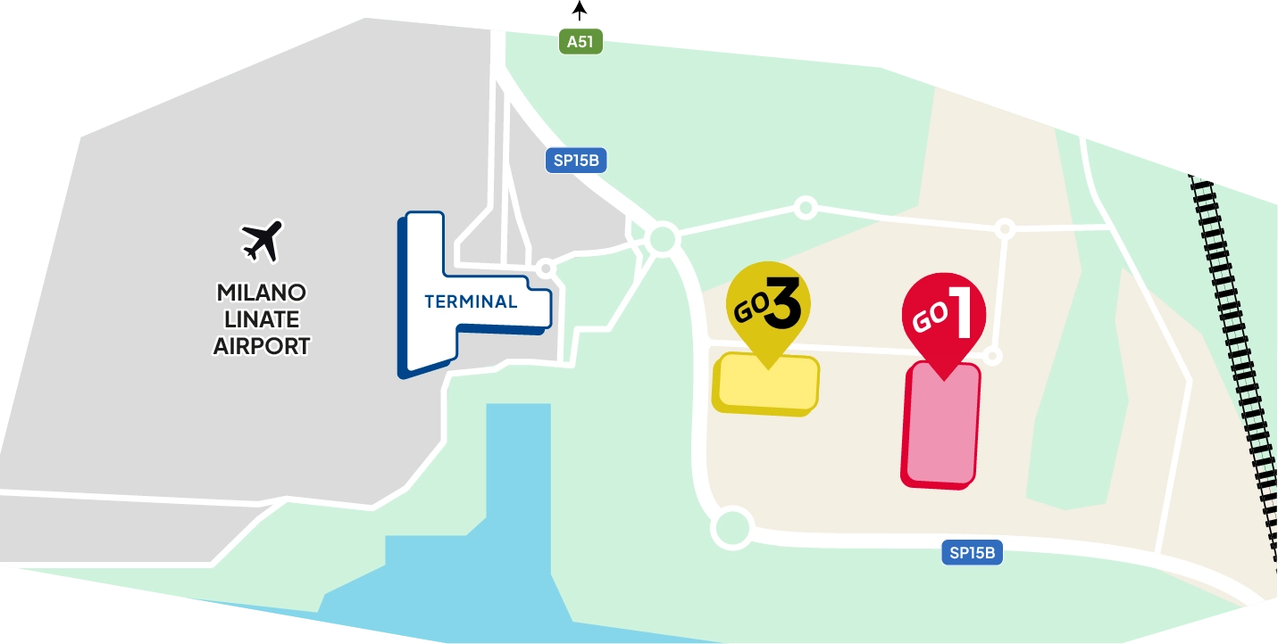Mappa Parcheggi ParkinGO aeroporto di Linate