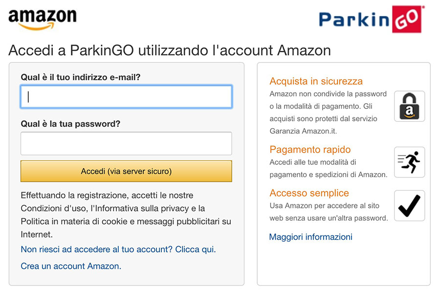 Parcheggio aeroporto ParkinGO - Pagamento con AmazonPay