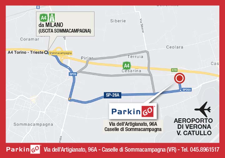 Cartina ParkinGO Verona - parcheggio aeroporto Verona